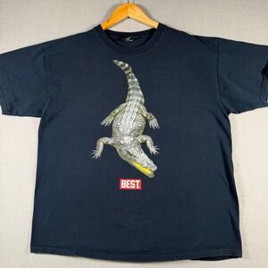 Breezy Excursion Mens Crocodile Graphic T-Shirt Black BEST Logo Streetwear XL